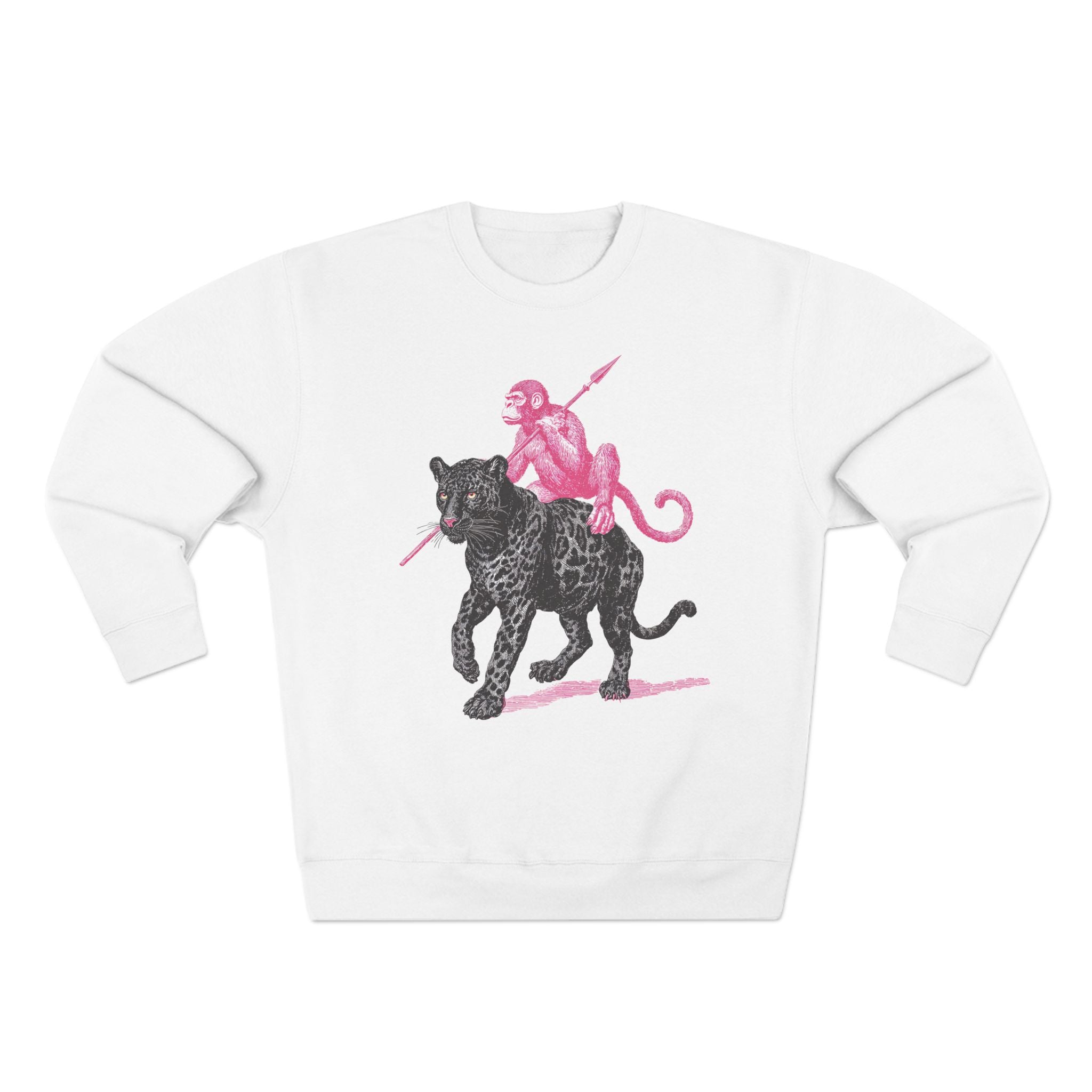 Leopard and Monkey Crewneck Sweatshirt, Cozy Sweatshirt, Nature Lover Gift, Animal Sweatshirt, Casual Wear, Unisex Fashion