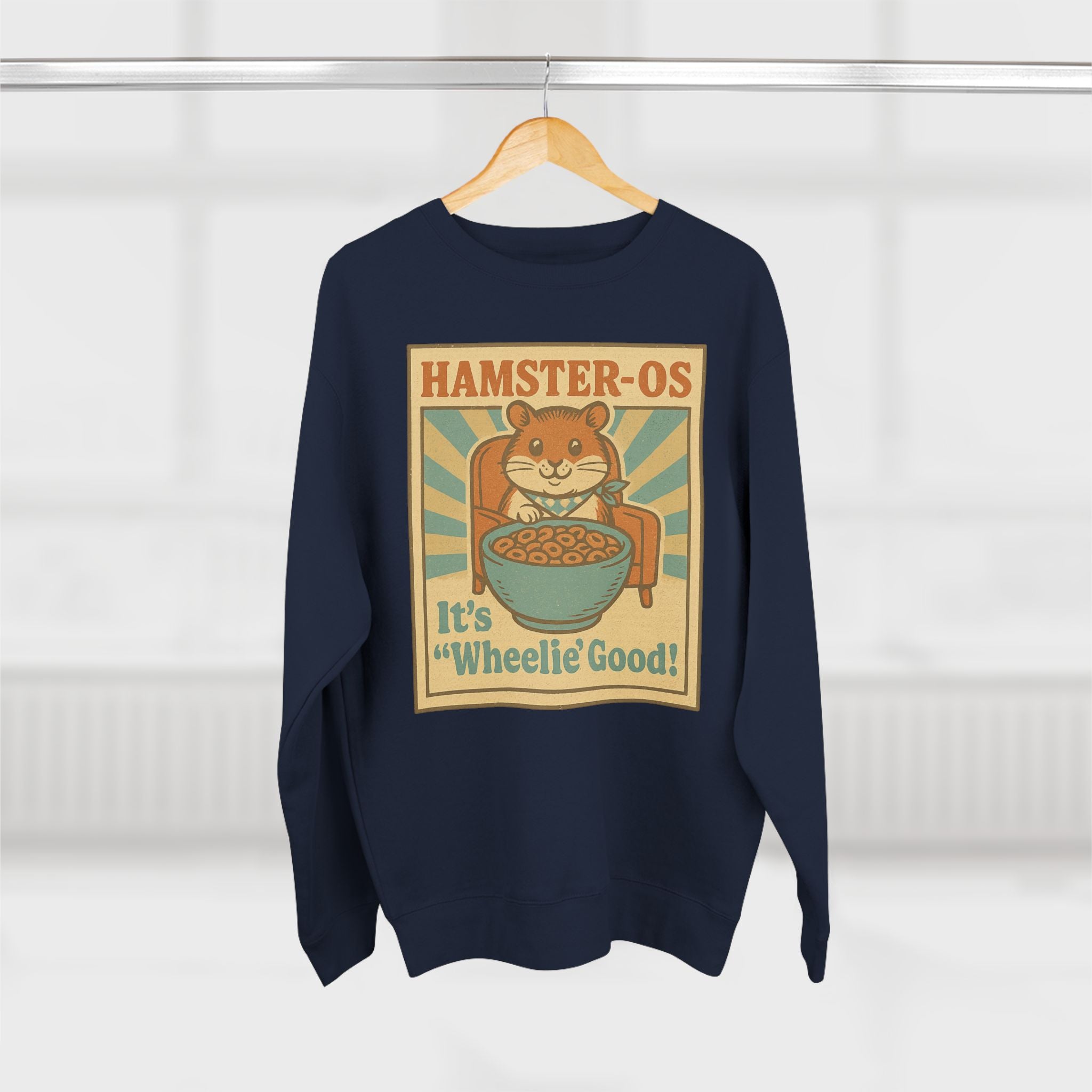 Cute Vintage Hamster Cereal Sweatshirt, Whimsical Crewneck, Unisex Gift, Cute Fall Fashion, Fun Graphic Pullover, Perfect for Animal Lovers