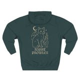 Night Prowler Signature Fleece Hoodie with Back Print - Pet Parent Gift, Cozy Cat Hoodies, Animal Lover Wardrobe, Comfortable Hooded Sweatshirt Musthaves
