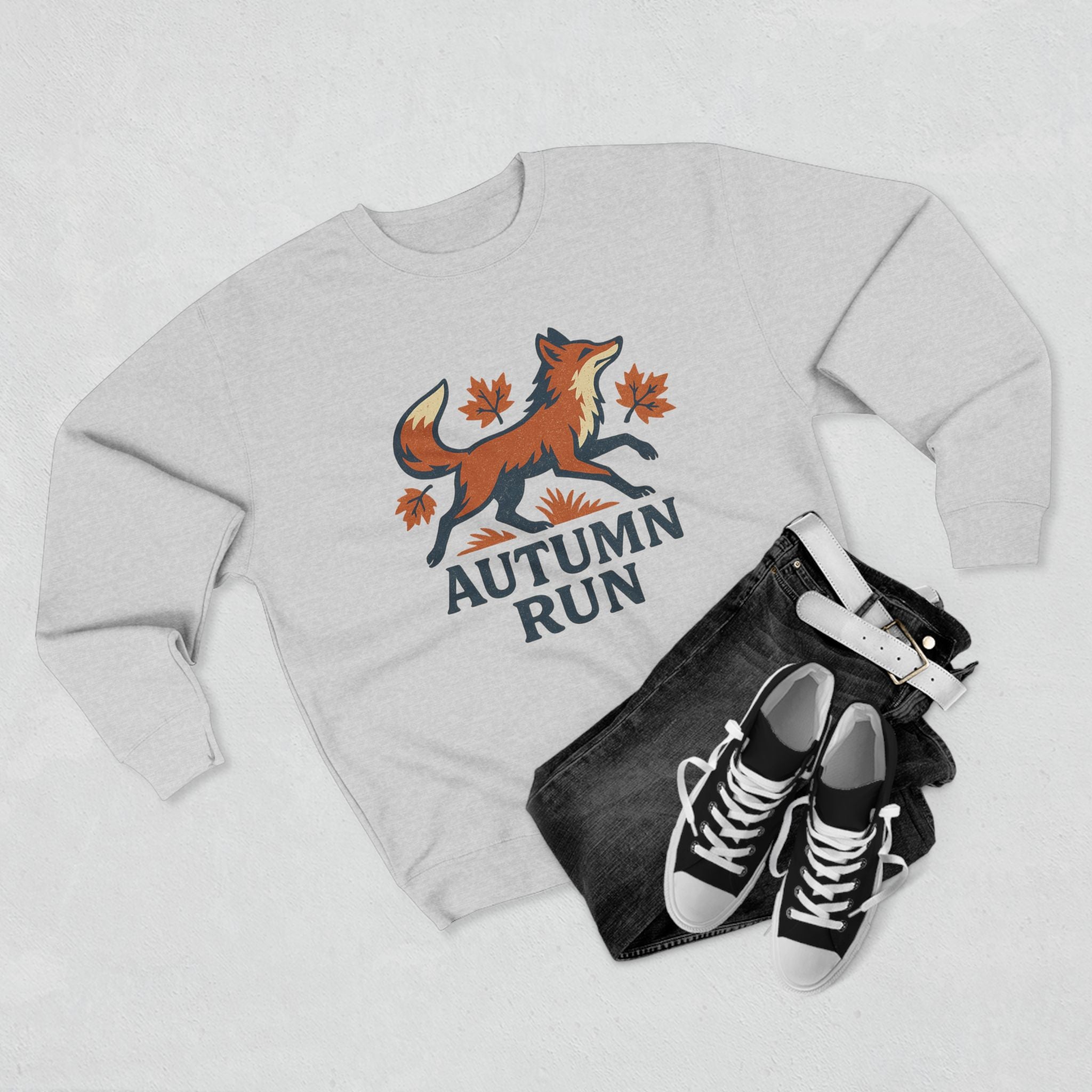Autumn Run Fox Unisex Crewneck Sweatshirt | Cozy Fall Fashion, Gift for Nature Lovers, Perfect for Outdoors & Running, Seasonal Apparel