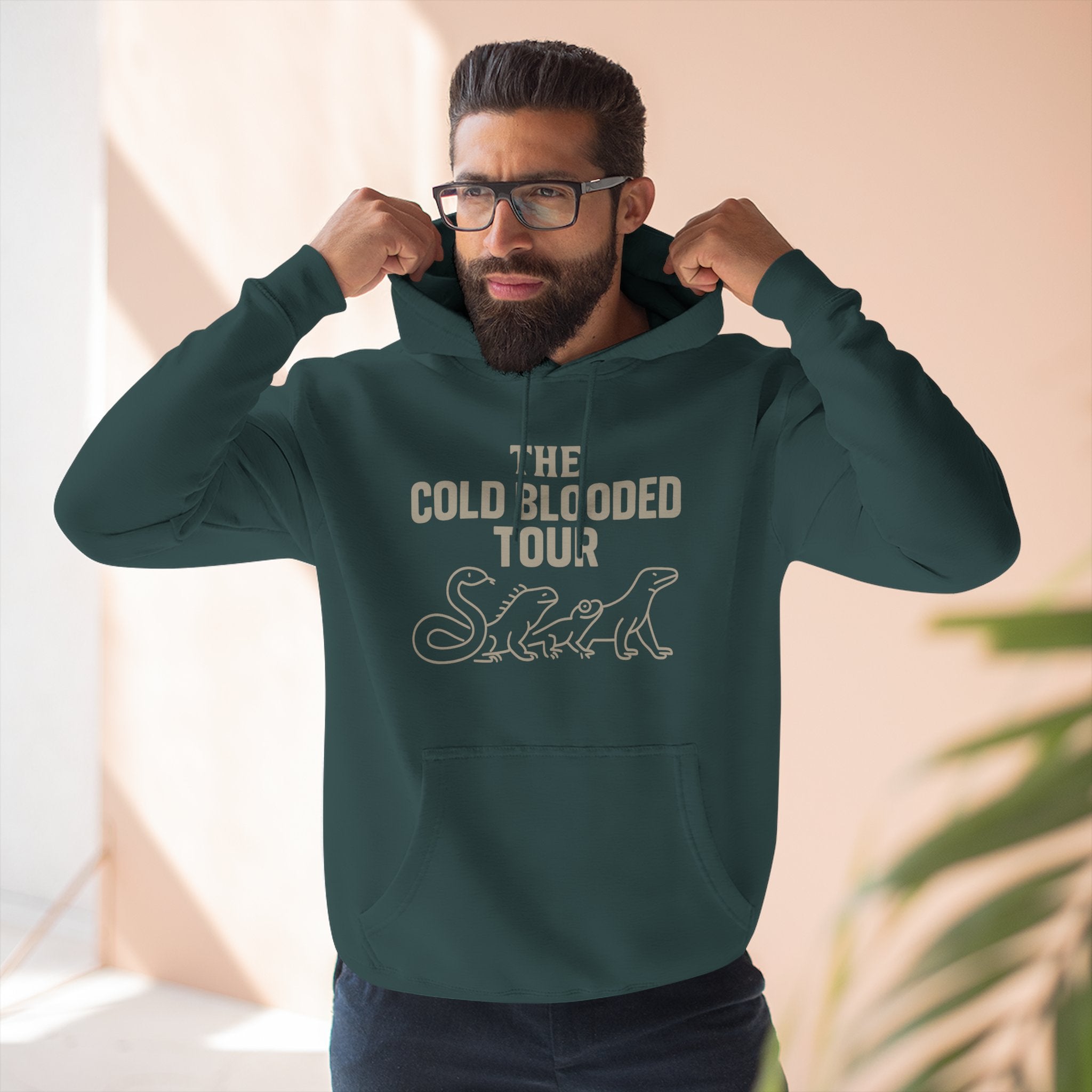 The Cold Blooded Tour Signature Fleece Hoodie - Snake, Iguana & Gecko Lovers Must-Have, Pet Parent Gift, Cozy Sweatshirt, Reptile Lover Wardrobe, Comfortable Hooded Sweatshirt