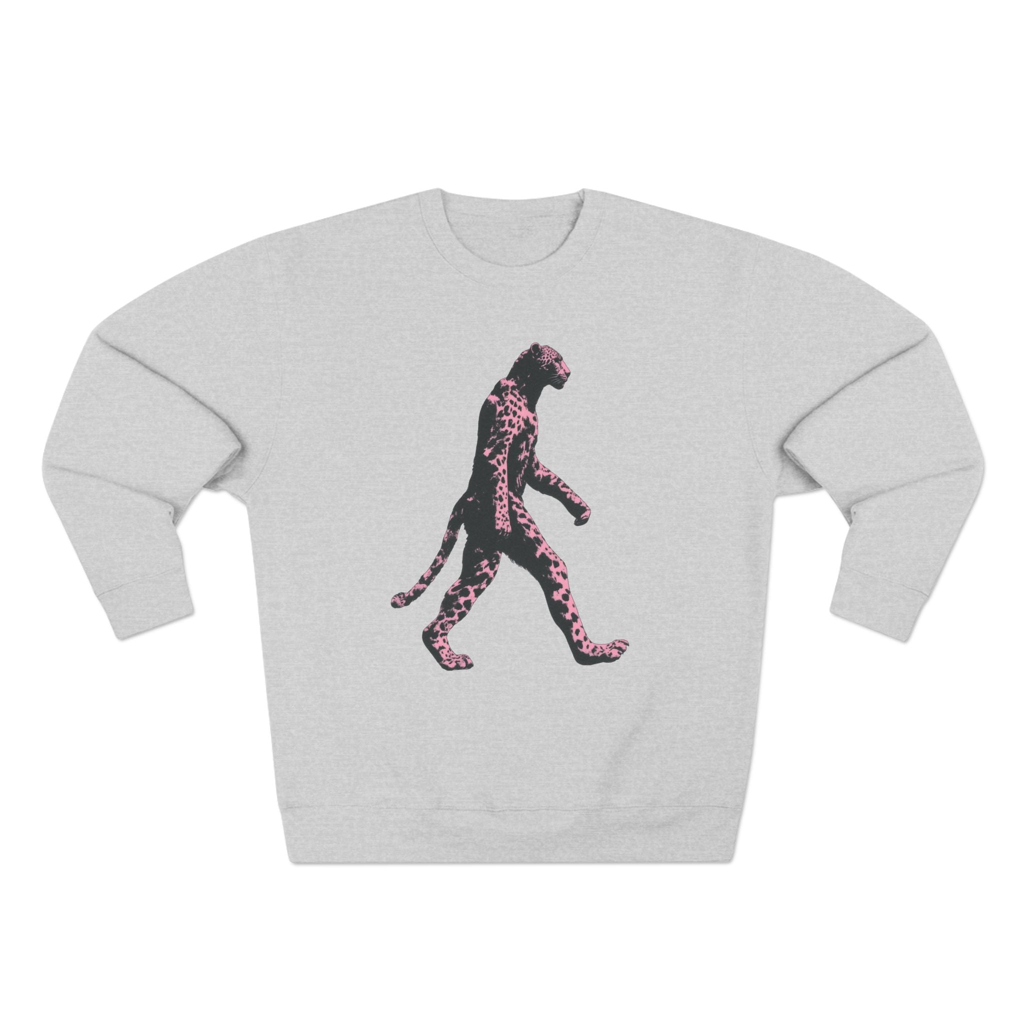 Pink Leopard Crewneck Sweatshirt, Cozy Sweatshirt, Nature Lover Gift, Animal Sweatshirt, Casual Wear, Unisex Fashion