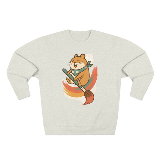 Cozy Cartoon Hamster Sweatshirt, Whimsical Crewneck, Unisex Gift, Cute Fall Fashion, Fun Graphic Pullover, Perfect for Animal Lovers
