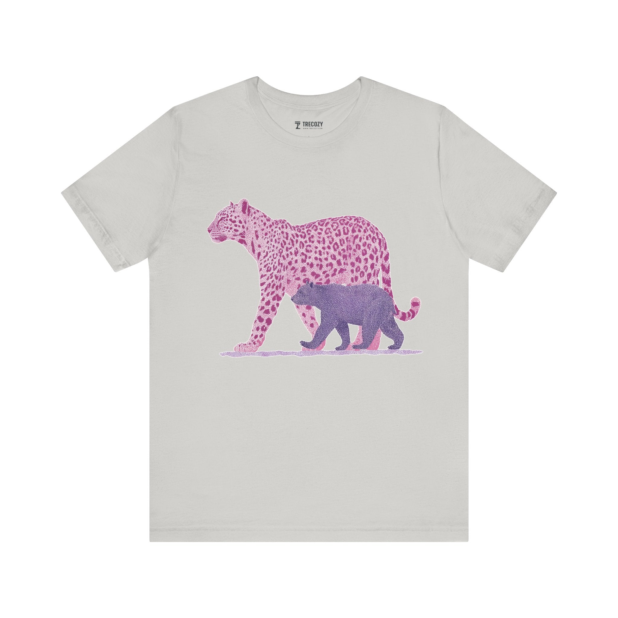 Leopard & Bear Duo – Artistic Wildlife T-Shirt, Bold Pink & Purple Animal Graphic Tee, Nature-Inspired Graphic Tee