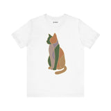 Colorful Geometric Cat Tee, Cozy Cat Lover Shirt, Gift for Pet Owners, Trending Cute Animal Top, Cute Cat Tee