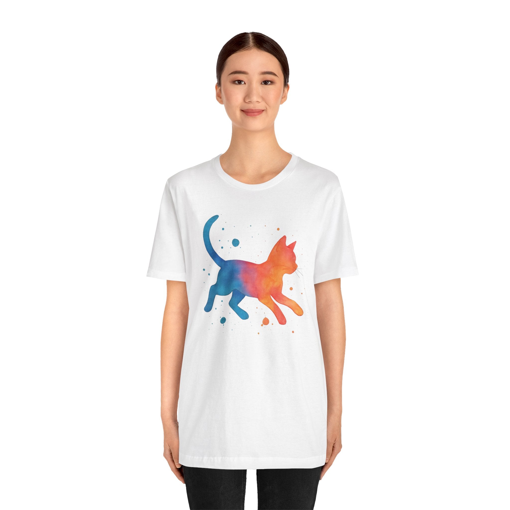 Colorful Cat Tee, Cozy Cat Lover Shirt, Gift for Pet Owners, Trending Cute Animal Top