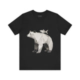 Geometric Bear & Fish – Hand-Drawn Abstract Wildlife T-Shirt, Modern Nature Graphic Tee, Wildlife Graphic Tee