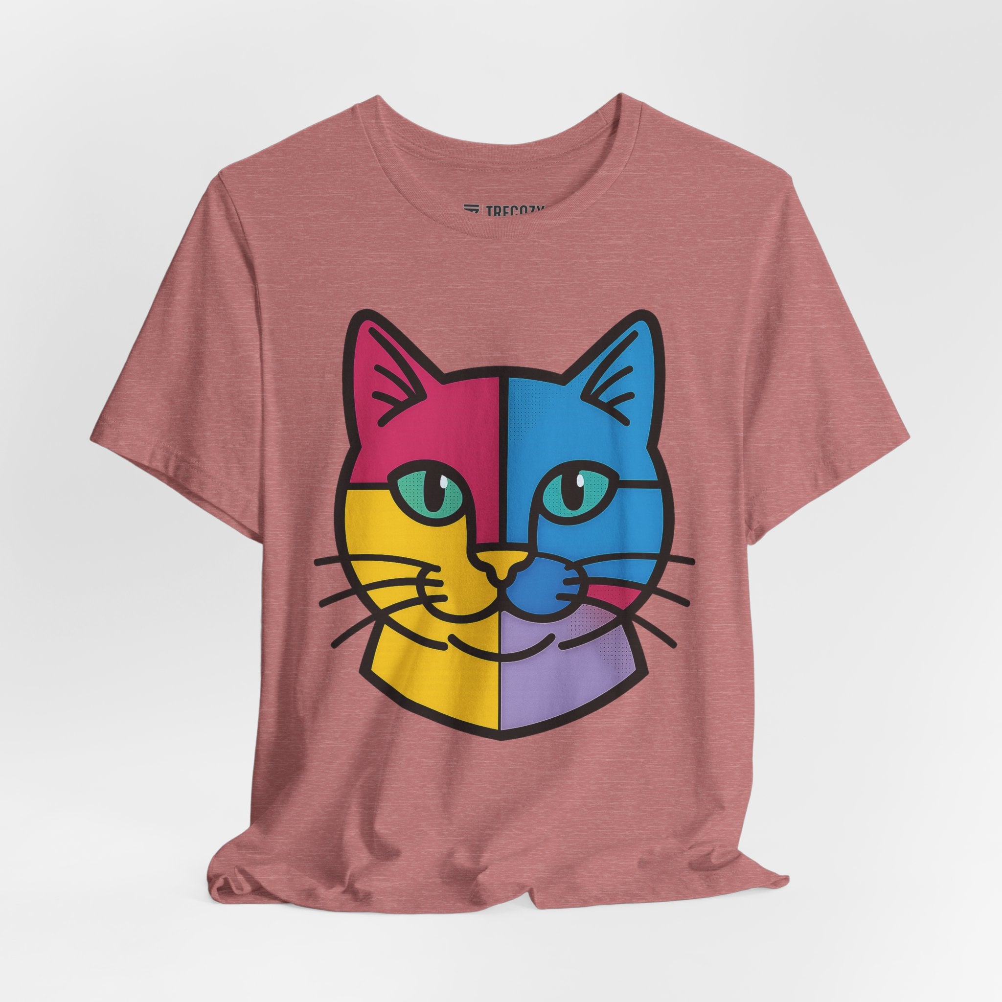 Colorful Cat Tee, Cozy Cat Lover Shirt, Gift for Pet Owners, Trending Cute Animal Top, Nature Inspired Fashion