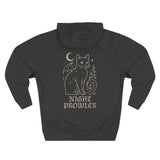 Night Prowler Signature Fleece Hoodie with Back Print - Pet Parent Gift, Cozy Cat Hoodies, Animal Lover Wardrobe, Comfortable Hooded Sweatshirt Musthaves
